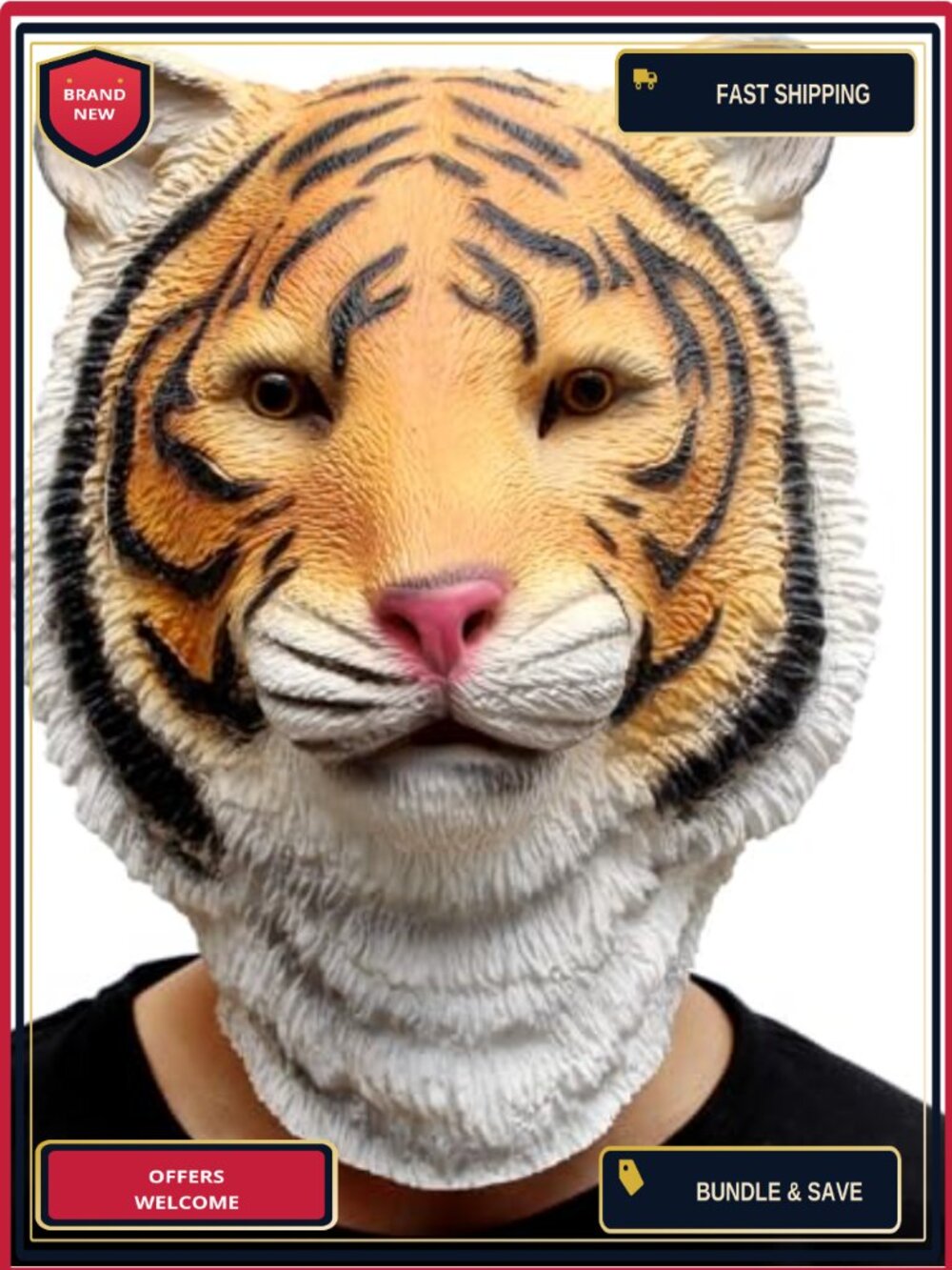 Full Head Natural Latex Tiger Mask Costume Party Theater Photo